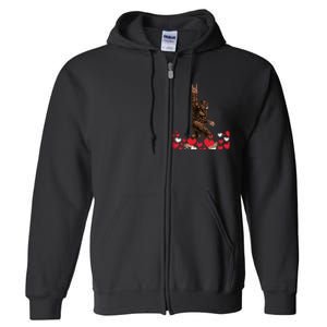 Bigfoot Valentines Day Funny Hearts Sasquatch Love Full Zip Hoodie