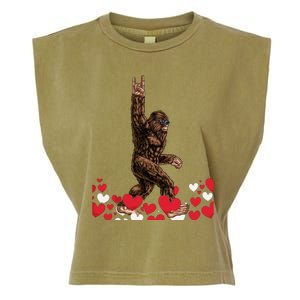 Bigfoot Valentines Day Funny Hearts Sasquatch Love Garment-Dyed Women's Muscle Tee