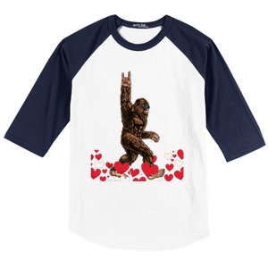 Bigfoot Valentines Day Funny Hearts Sasquatch Love Baseball Sleeve Shirt