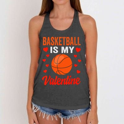 Basketball Valentines Day Basketball Is My Valentine Women's Knotted Racerback Tank