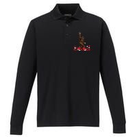 Bigfoot Valentines Day Funny Hearts Sasquatch Love Performance Long Sleeve Polo