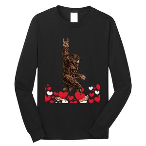 Bigfoot Valentines Day Funny Hearts Sasquatch Love Long Sleeve Shirt