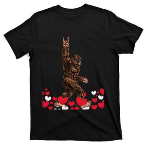 Bigfoot Valentines Day Funny Hearts Sasquatch Love T-Shirt