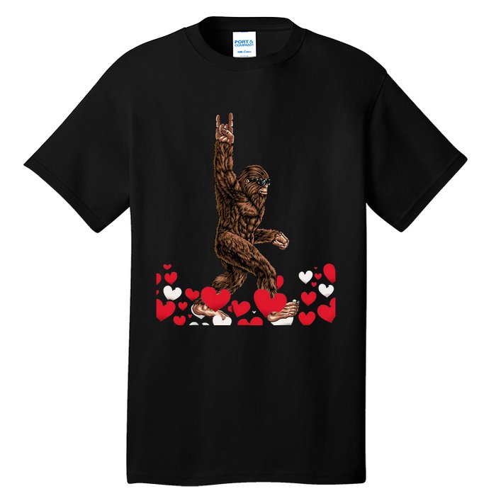 Bigfoot Valentines Day Funny Hearts Sasquatch Love Tall T-Shirt