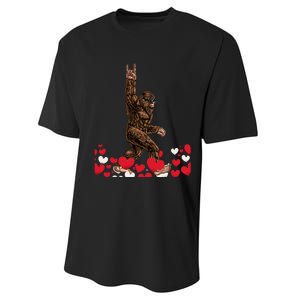 Bigfoot Valentines Day Funny Hearts Sasquatch Love Performance Sprint T-Shirt