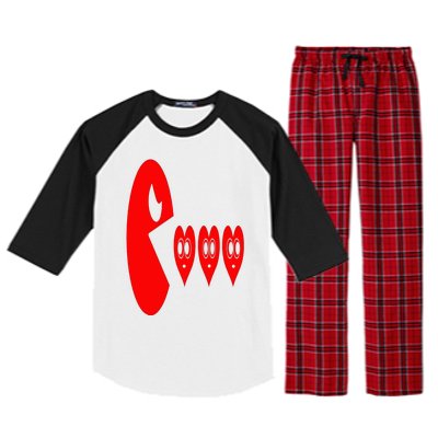 Boy Valentines Day Hearts Eating Funny Gamer Game Raglan Sleeve Pajama Set