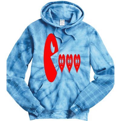 Boy Valentines Day Hearts Eating Funny Gamer Game Tie Dye Hoodie