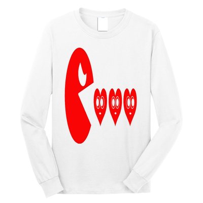 Boy Valentines Day Hearts Eating Funny Gamer Game Long Sleeve Shirt