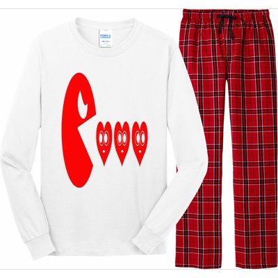 Boy Valentines Day Hearts Eating Funny Gamer Game Long Sleeve Pajama Set