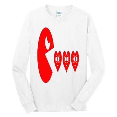 Boy Valentines Day Hearts Eating Funny Gamer Game Tall Long Sleeve T-Shirt