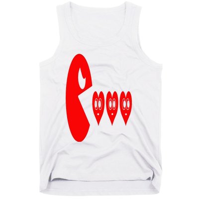 Boy Valentines Day Hearts Eating Funny Gamer Game Tank Top