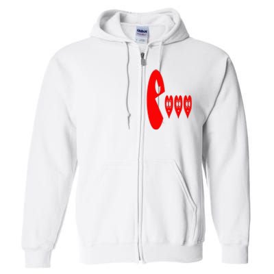 Boy Valentines Day Hearts Eating Funny Gamer Game Full Zip Hoodie