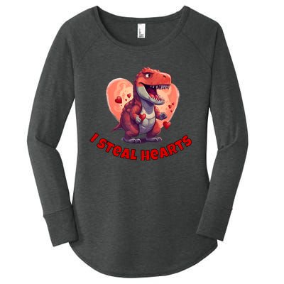 Boy Valentines Day Dino | I Steal Hearts Women's Perfect Tri Tunic Long Sleeve Shirt