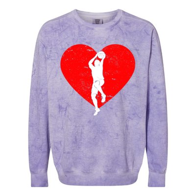 Basketball Valentine Day Gifts For Basketball Lover Boy Colorblast Crewneck Sweatshirt