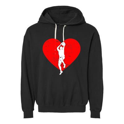 Basketball Valentine Day Gifts For Basketball Lover Boy Garment-Dyed Fleece Hoodie