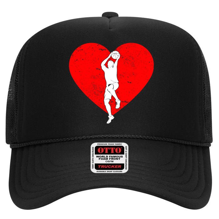 Basketball Valentine Day Gifts For Basketball Lover Boy High Crown Mesh Back Trucker Hat