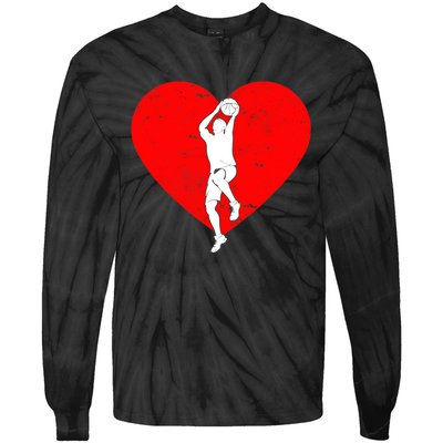 Basketball Valentine Day Gifts For Basketball Lover Boy Tie-Dye Long Sleeve Shirt