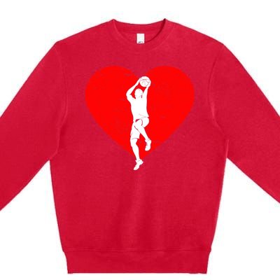 Basketball Valentine Day Gifts For Basketball Lover Boy Premium Crewneck Sweatshirt