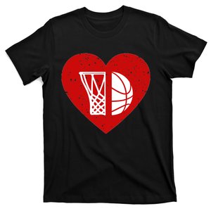 Basketball Valentine Day For Basketball Lover Gifts Heart T-Shirt