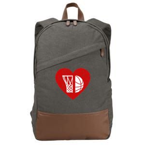 Basketball Valentine Day For Basketball Lover Gifts Heart Cotton Canvas Backpack