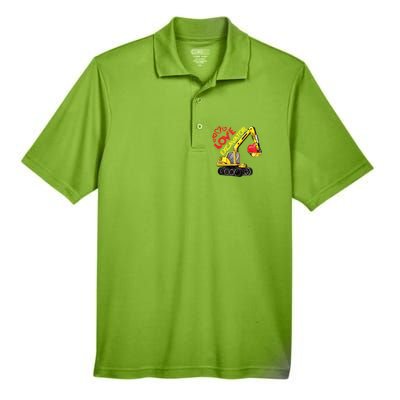 Boy Valentines Day Gift Love Construction Excavator Cool Gift Men's Origin Performance Pique Polo