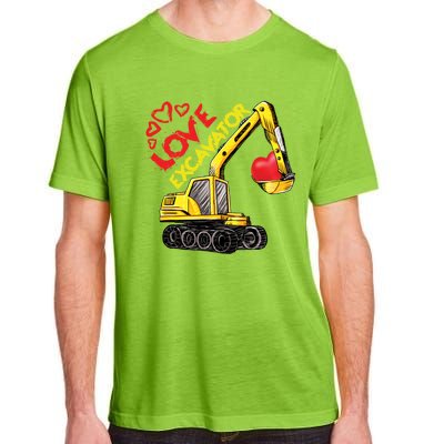 Boy Valentines Day Gift Love Construction Excavator Cool Gift Adult ChromaSoft Performance T-Shirt