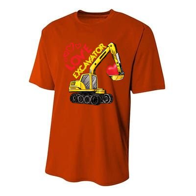 Boy Valentines Day Gift Love Construction Excavator Cool Gift Performance Sprint T-Shirt