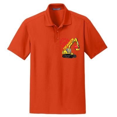 Boy Valentines Day Gift Love Construction Excavator Cool Gift Dry Zone Grid Polo