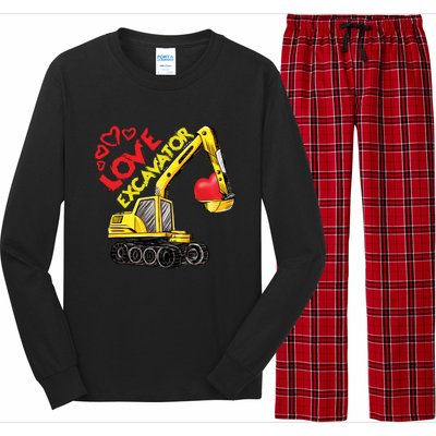 Boy Valentines Day Gift Love Construction Excavator Cool Gift Long Sleeve Pajama Set