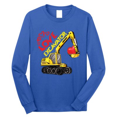 Boy Valentines Day Gift Love Construction Excavator Cool Gift Long Sleeve Shirt