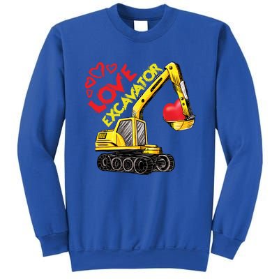 Boy Valentines Day Gift Love Construction Excavator Cool Gift Sweatshirt