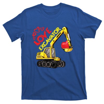 Boy Valentines Day Gift Love Construction Excavator Cool Gift T-Shirt