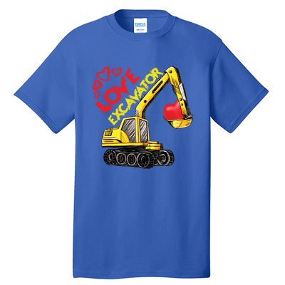 Boy Valentines Day Gift Love Construction Excavator Cool Gift Tall T-Shirt