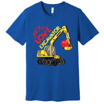 Boy Valentines Day Gift Love Construction Excavator Cool Gift Premium T-Shirt