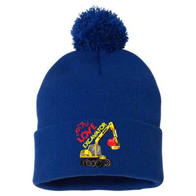 Boy Valentines Day Gift Love Construction Excavator Cool Gift Pom Pom 12in Knit Beanie