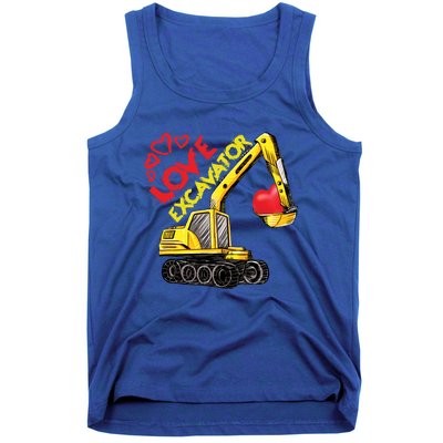 Boy Valentines Day Gift Love Construction Excavator Cool Gift Tank Top