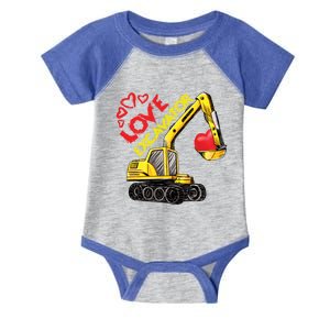 Boy Valentines Day Gift Love Construction Excavator Cool Gift Infant Baby Jersey Bodysuit