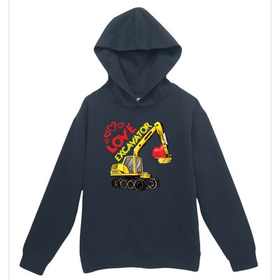 Boy Valentines Day Gift Love Construction Excavator Cool Gift Urban Pullover Hoodie