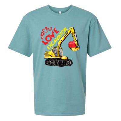 Boy Valentines Day Gift Love Construction Excavator Cool Gift Sueded Cloud Jersey T-Shirt