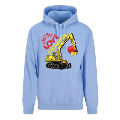 Boy Valentines Day Gift Love Construction Excavator Cool Gift Unisex Surf Hoodie