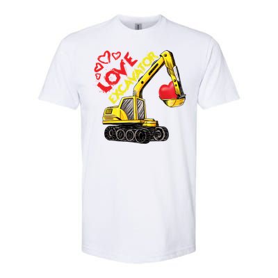 Boy Valentines Day Gift Love Construction Excavator Cool Gift Softstyle CVC T-Shirt