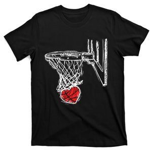 Basketball Valentines Day Love Heart Hoops Romance College T-Shirt