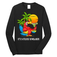 Beach Vacation Drinking Parrot ItS 5 OClock Somewhere Long Sleeve Shirt