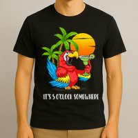 Beach Vacation Drinking Parrot ItS 5 OClock Somewhere T-Shirt