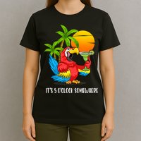 Beach Vacation Drinking Parrot ItS 5 OClock Somewhere T-Shirt