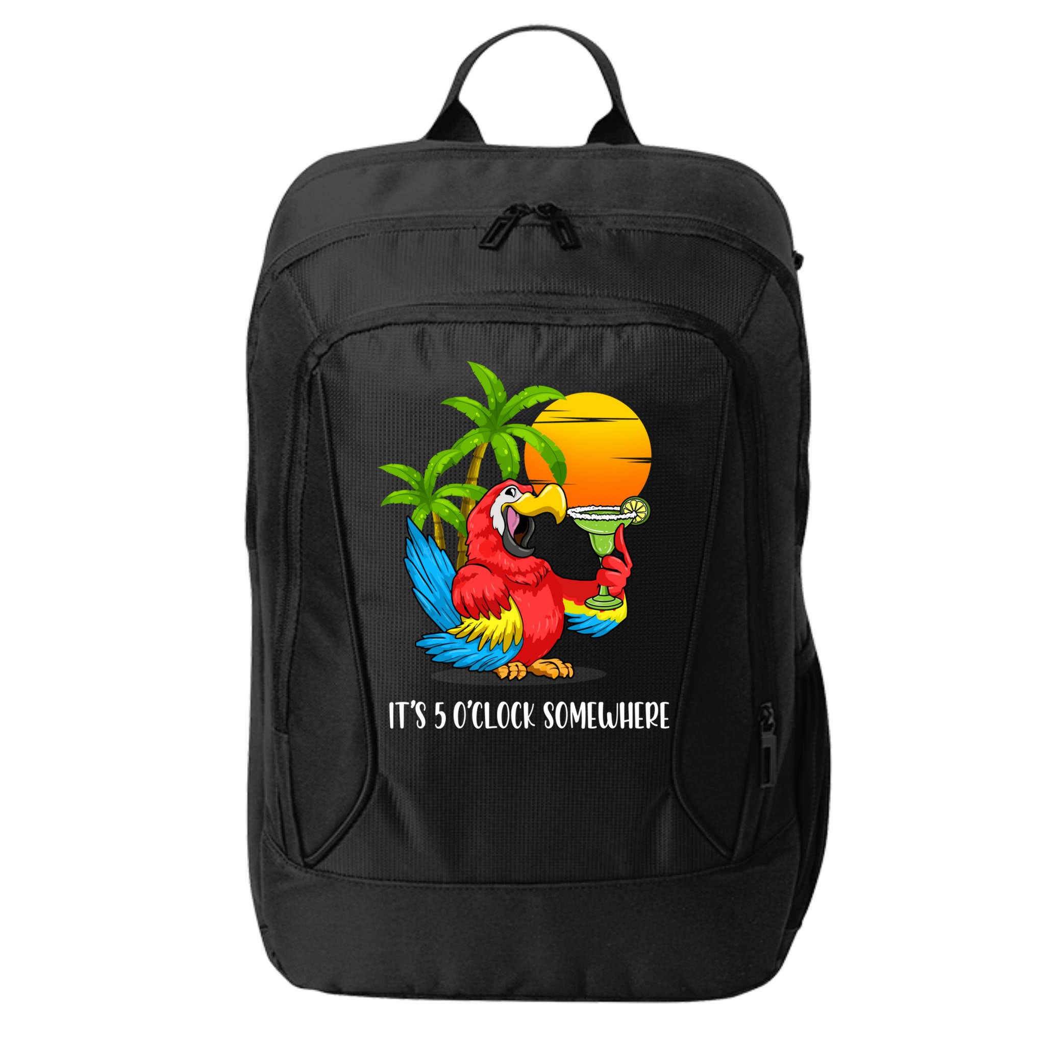 Beach Vacation Drinking Parrot ItS 5 OClock Somewhere City Backpack