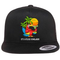 Beach Vacation Drinking Parrot ItS 5 OClock Somewhere Flat Bill Trucker Hat