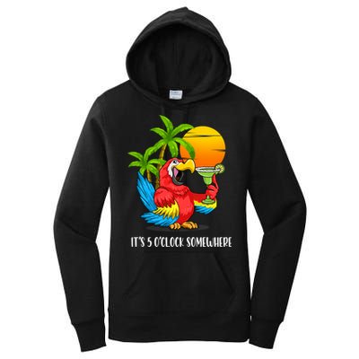 Beach Vacation Drinking Parrot ItS 5 OClock Somewhere Women's Pullover Hoodie