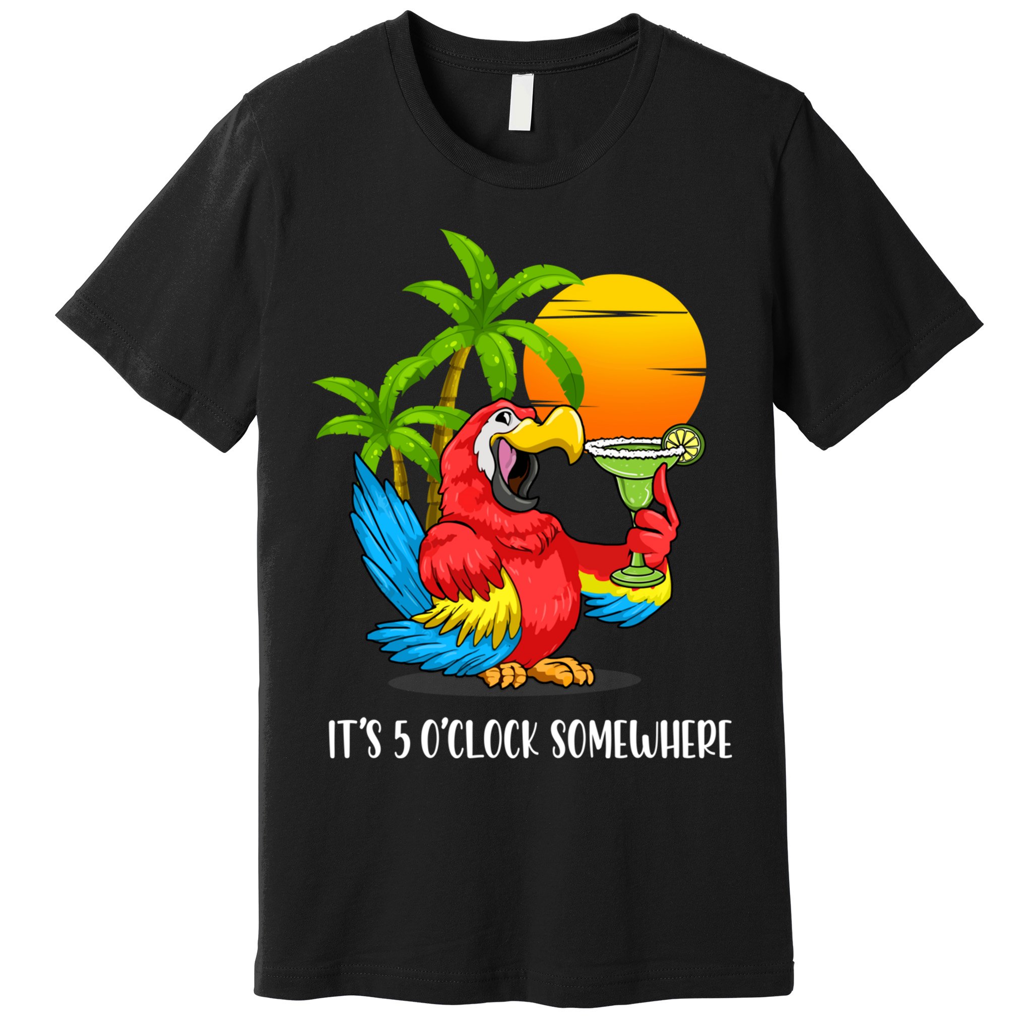 Beach Vacation Drinking Parrot ItS 5 OClock Somewhere Premium T-Shirt