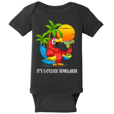 Beach Vacation Drinking Parrot ItS 5 OClock Somewhere Baby Bodysuit